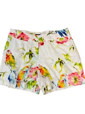 Tommy Bahama Linen Shorts Parrot Floral Watercolor Tropical 6